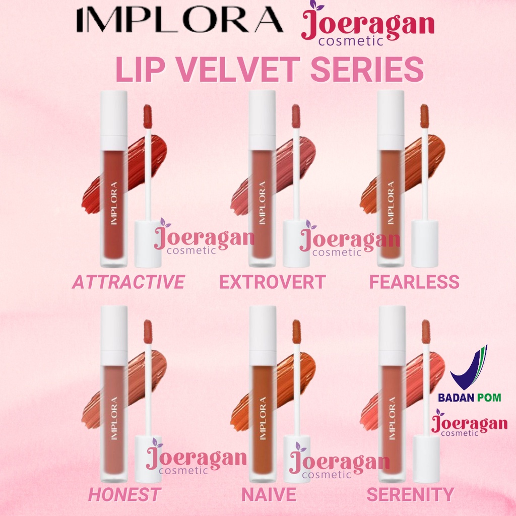 IMPLORA Lip Velvet 4,6 gram Implora Lip Cream Lipstik Lipvelvet Lipcrem Implora BPOM Perawatan Bibir
