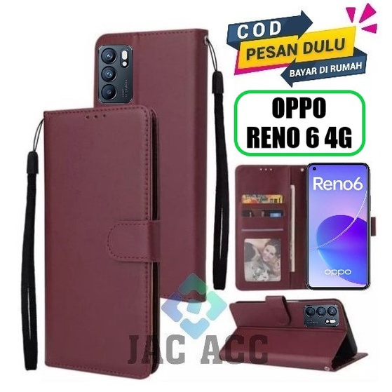 DOMPET HP UNTUK OPPO RENO 6 4G NEW LEATHER FLIP WALLET CASE UNTUK OPPO RENO 6 4G