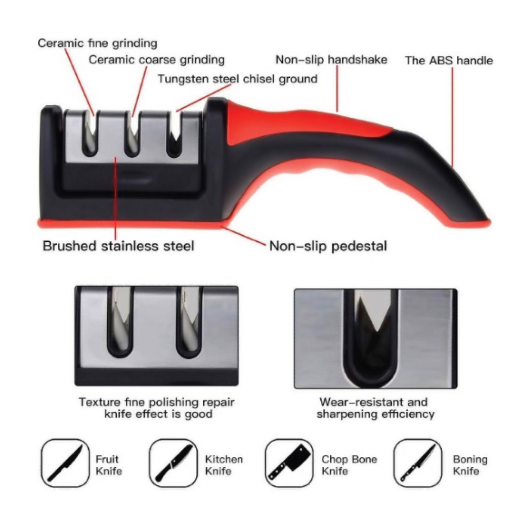 Alat Asahan Pengasah atau Penajam Pisau Gunting/ Alat Asahan Pisau &amp; Gunting 3 Step Alat Pengasah Pisau / Penajam gunting Alat Dapur Knife Sharpener