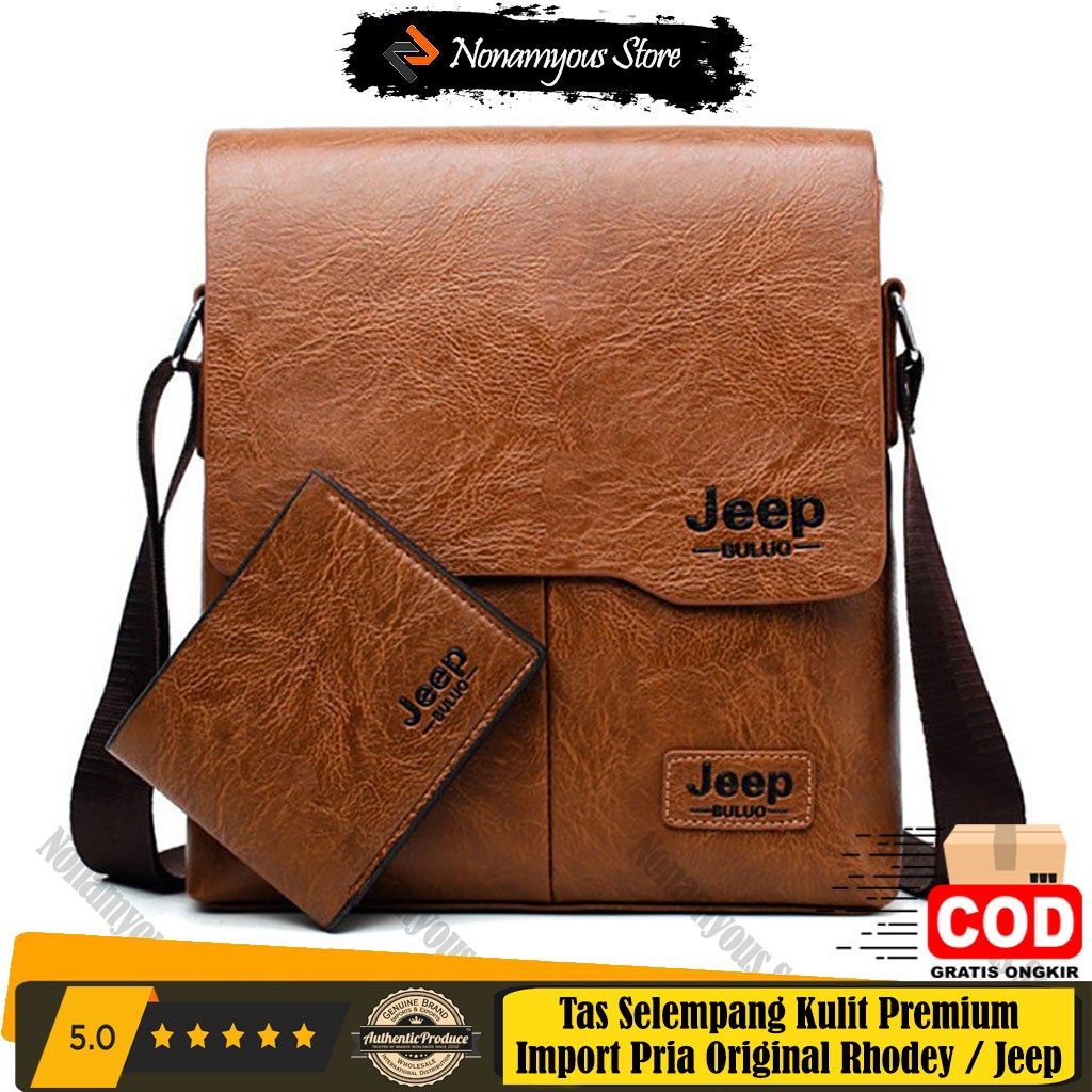 [GRATIS DOMPET] Tas Selempang Kulit Premium Import Pria Original Rhodey / Jeep / Junzidaishu