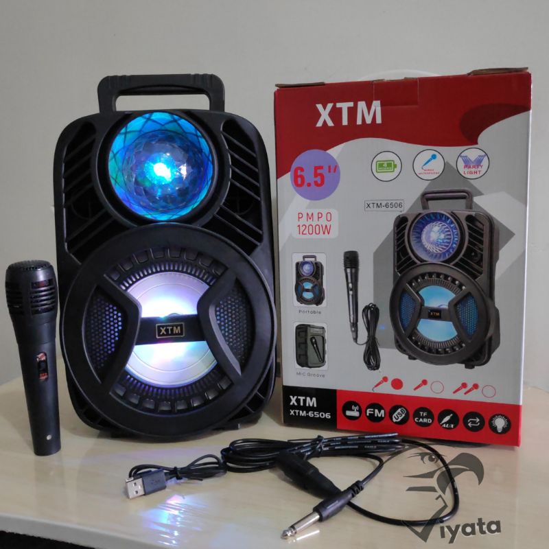 speaker bluetooth karaoke mic xtm 6506 lampu musik performa terbaik ukuran 6.5