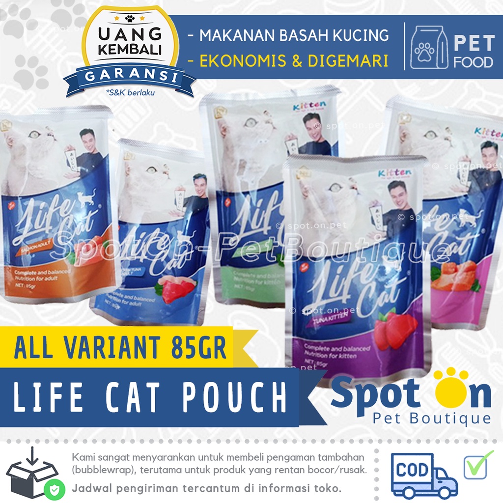 Life Cat Pouch 85 gr Adult &amp; Kitten Sachet | Makanan Basah Kucing (MK) | Cat Wet Food LifeCat Salmon Chicken Tuna
