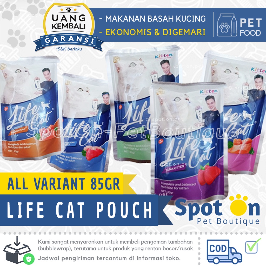 Life Cat Pouch 85 gr | Makanan Basah Kucing | Kitten &amp; Cat Wet Food | Life Cat Chicken Tuna Salmon