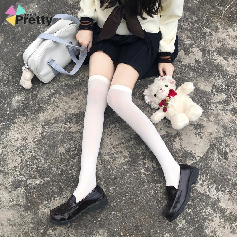 Kaus Kaki Beludru JK Wanita Medium High Bernapas di Atas Lutut Stoking - PD