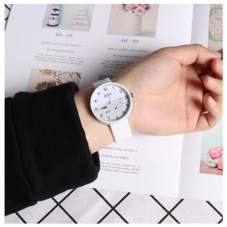 COD✅[Ready Stock] JAM TANGAN - JAM TANGAN WANITA ANALOG / JAM TANGAN FASHION WANITA SHSHD-Motif Putih