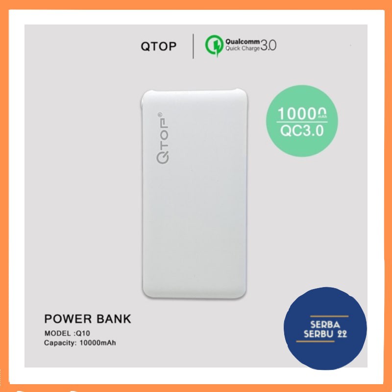 PowerBank QTOP Q10 10000mAh / PowerBank Quick Charge QC 3.0 + PD Real Capacity Power Bank