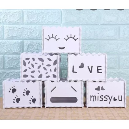 Kotak Tisu Estetik Box Tisue Kayu Zwj 15 Tempat Wadah Tissue Vintage Putih