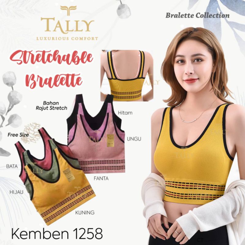 TALLY BRA BH KEMBEN BRALETTE 1258 | FREE SIZE | BAHAN RAJUT STRETCH | CUP B