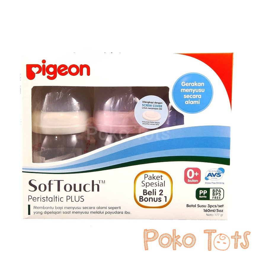 PROMO GRATIS 1!! Pigeon Wide Neck Peristaltic PLUS 160ml Paket Beli 2 Bonus 1 Botol Susu 0+ Bulan