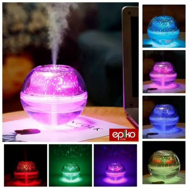 Air Humidifier Difuser Aromaterapi + 7 Lampu LED Projection - 500 ml