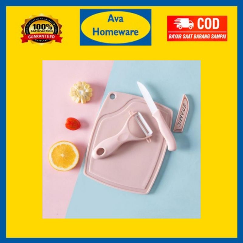 Set pisau dapur 3 IN 1 - AC 48 – Pisau  set  telenan peeler murah kitchen knive set  tempat paket pi