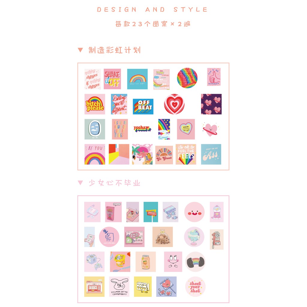 imoda 46Pcs Kawaii Avocado Stickers Set Scrapbooking BUJO Planner Lovely Rainbow Animal Stationery-5