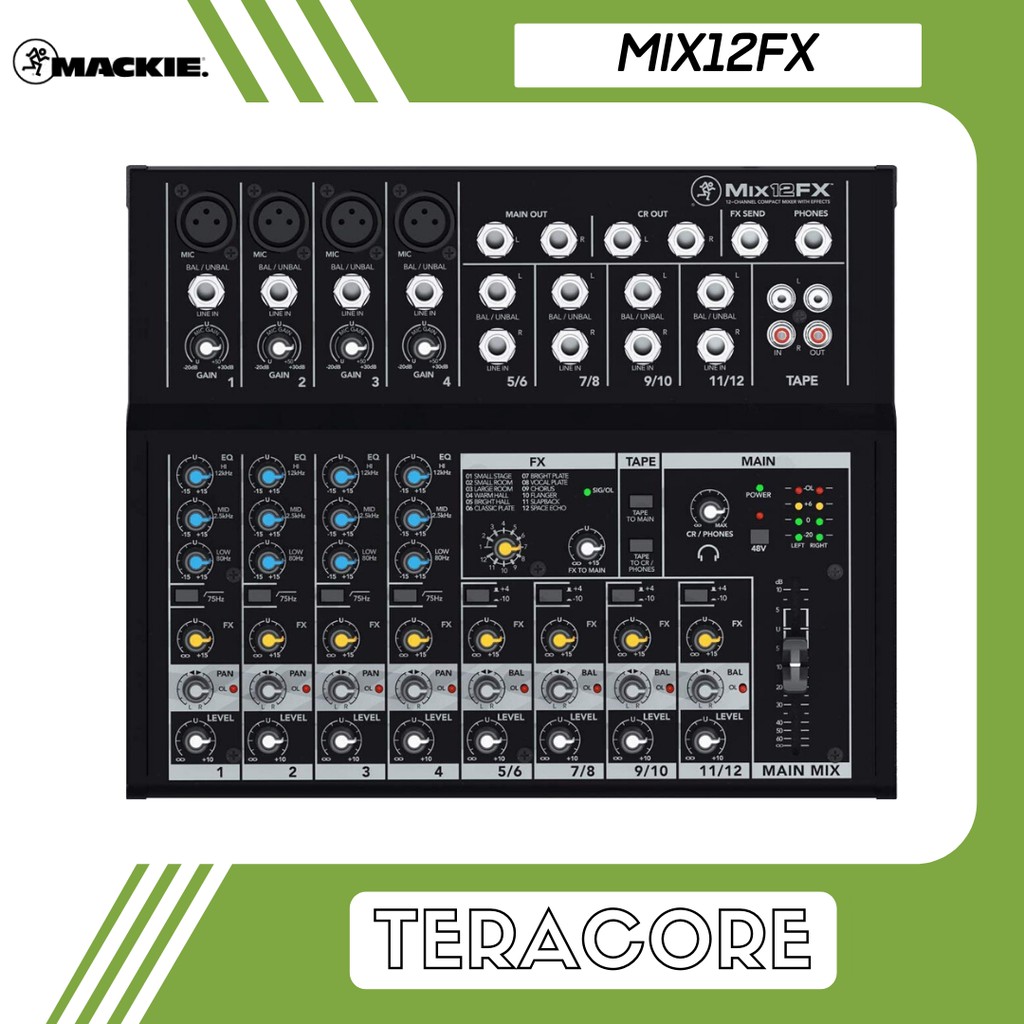 Mackie Mix 12 FX Mixer 12-Input 4 Channel Preamp dan 4 Channel Stereo