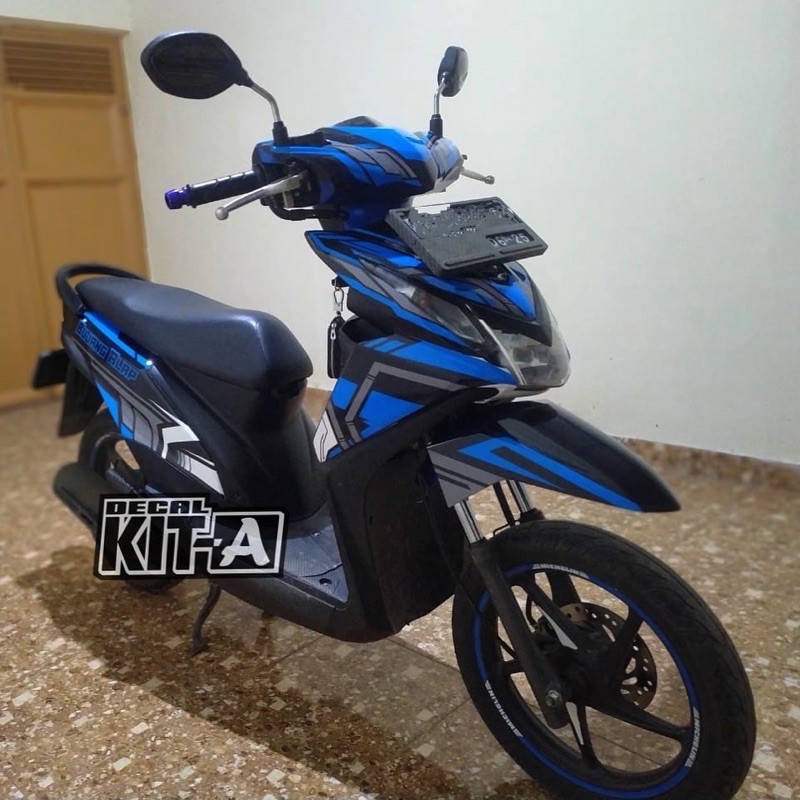 Decal stiker Honda Beat Injeksi Decal Beat Injeksi Full Body Biru Hitam Decal Beat 2014 X2