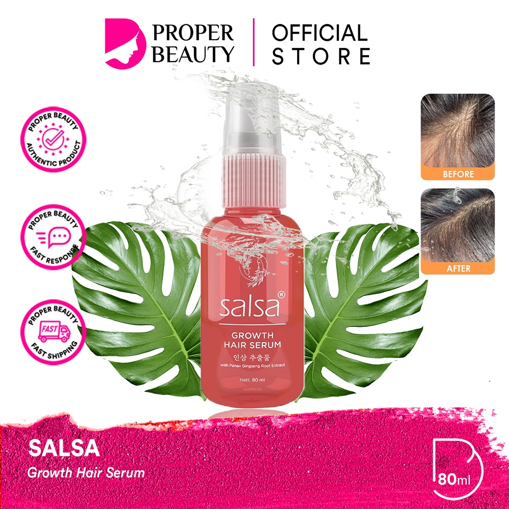 SALSA Growth Hair Serum Indonesia / Serum Rambut 80ml / With Panax Gingseng Root Extract / Perawatan Rontok Rapuh Rusak Patah Menguatkan Akar / Treatment Vitamin / Keratin Repair Rose / Skincare Hair Care Shampoo Conditioner Parfum Spray Mask / Face Paket