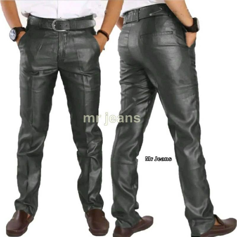 Celana Formal Pria Dasar Mengkilap METALIK Slimfit / Kantor Kerja Panjang jumbo 39-44