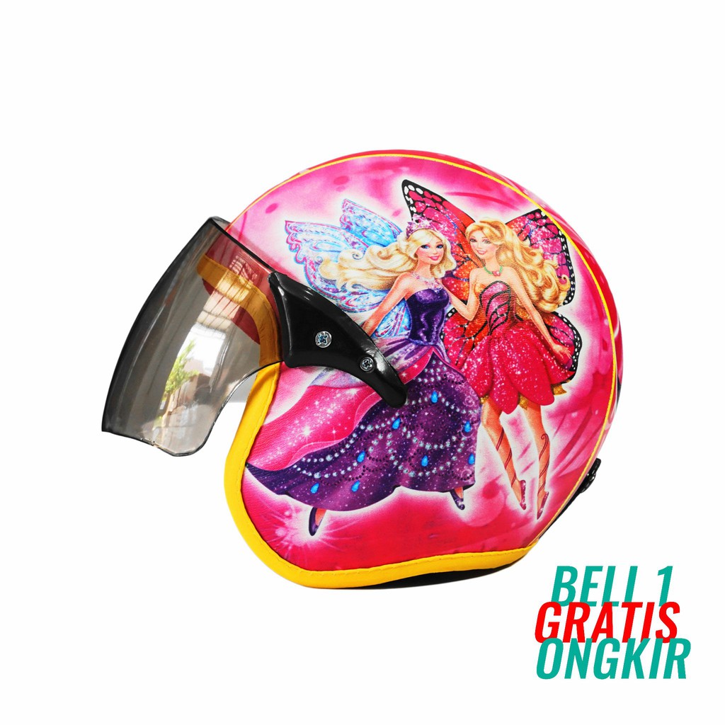 Helm Anak Standart Kaca Half Face Scoopy Original Karakter Boneka Barbie