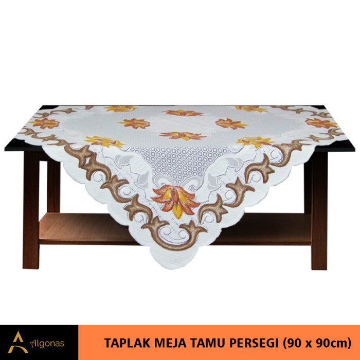 Taplak Meja Makan Kain Taplak Meja Tamu Persegi Motif Batik Cream Print (90x90) Hijau Promo Q7L9 Bis
