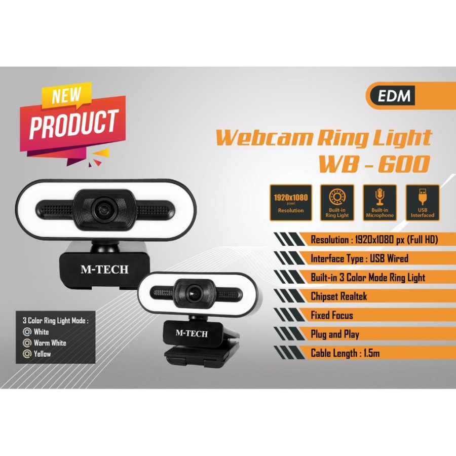 M-Tech WB600 WebCam Full HD 1080p 30Fps With Microphone