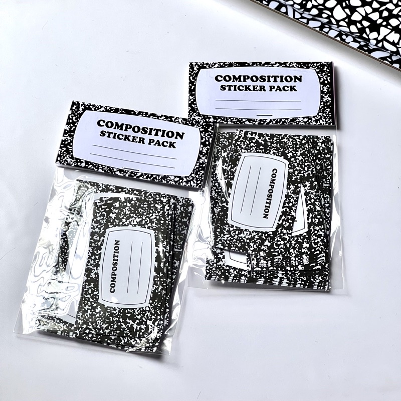 

Set Sticker Pack Composition Style Aesthetic Black and White