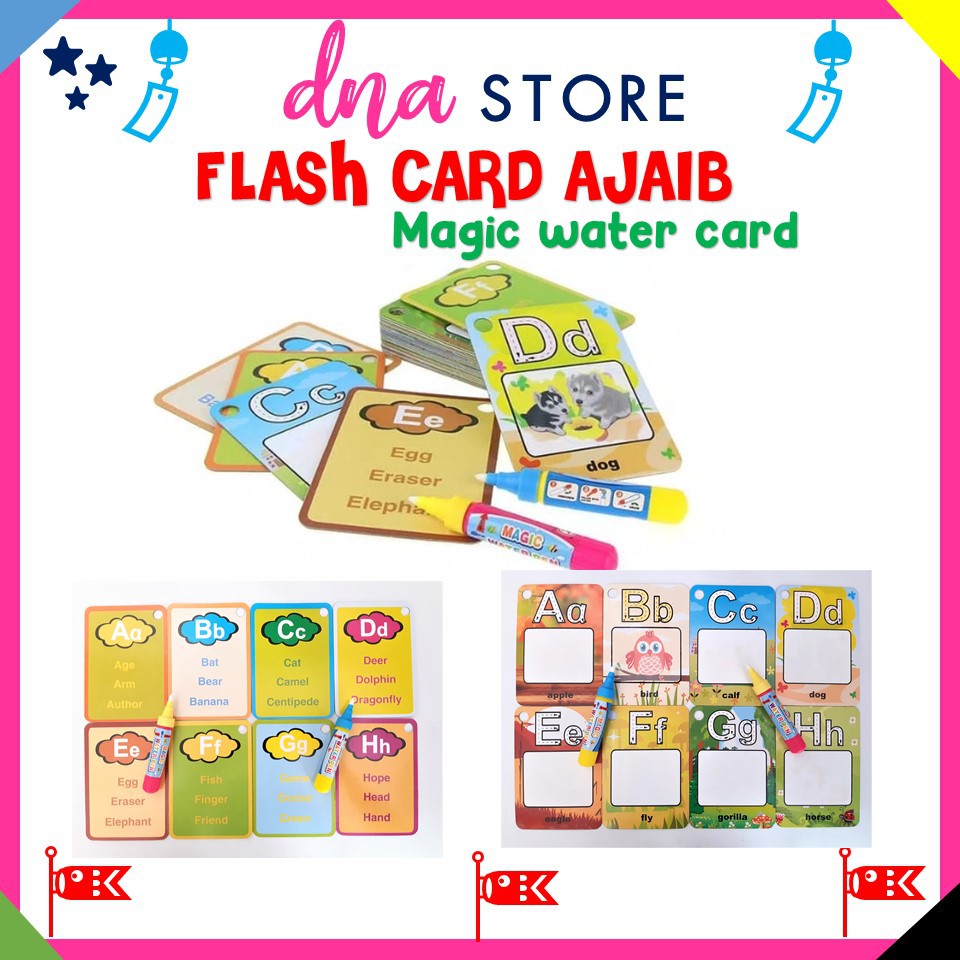 Flash card anak angka huruf ABC ajaib magic water card
