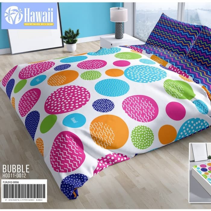 bedcover set two tone 160x200x30 queen bed cover embos murah 2S8D7 Set Hawaii King 180x200 Bubble