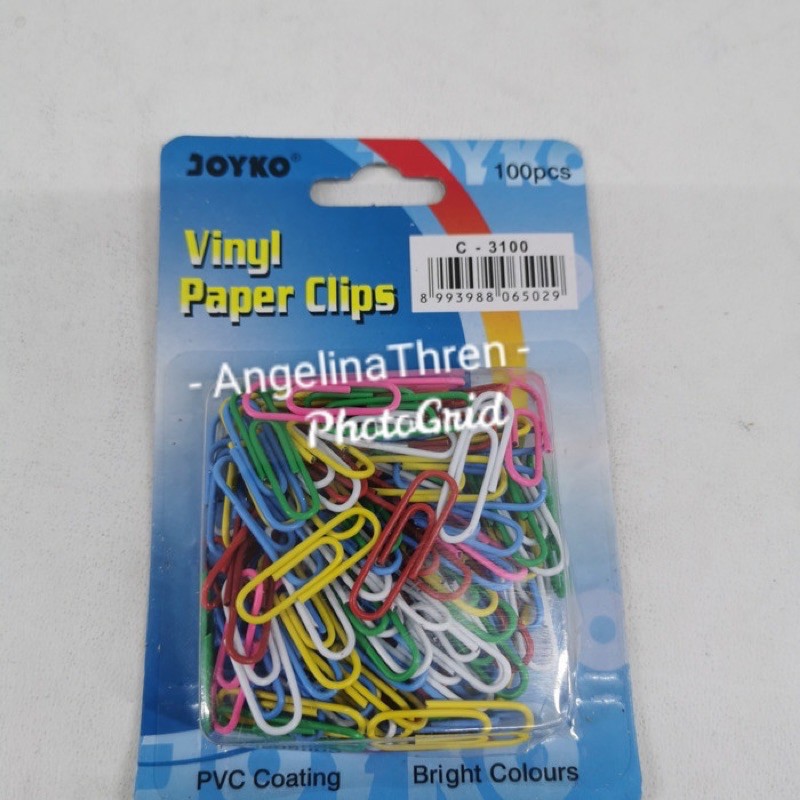 

Paper Clip JOYKO warna warni coating pack isi 100 pcs - Alat penjepit kertas