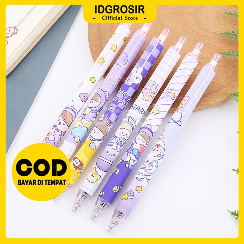 

IDgrosir 6pcs Pena Bolpoin Pulpen Bulpen Cetek Gel Cair 0.5 mm IDG-ST0030