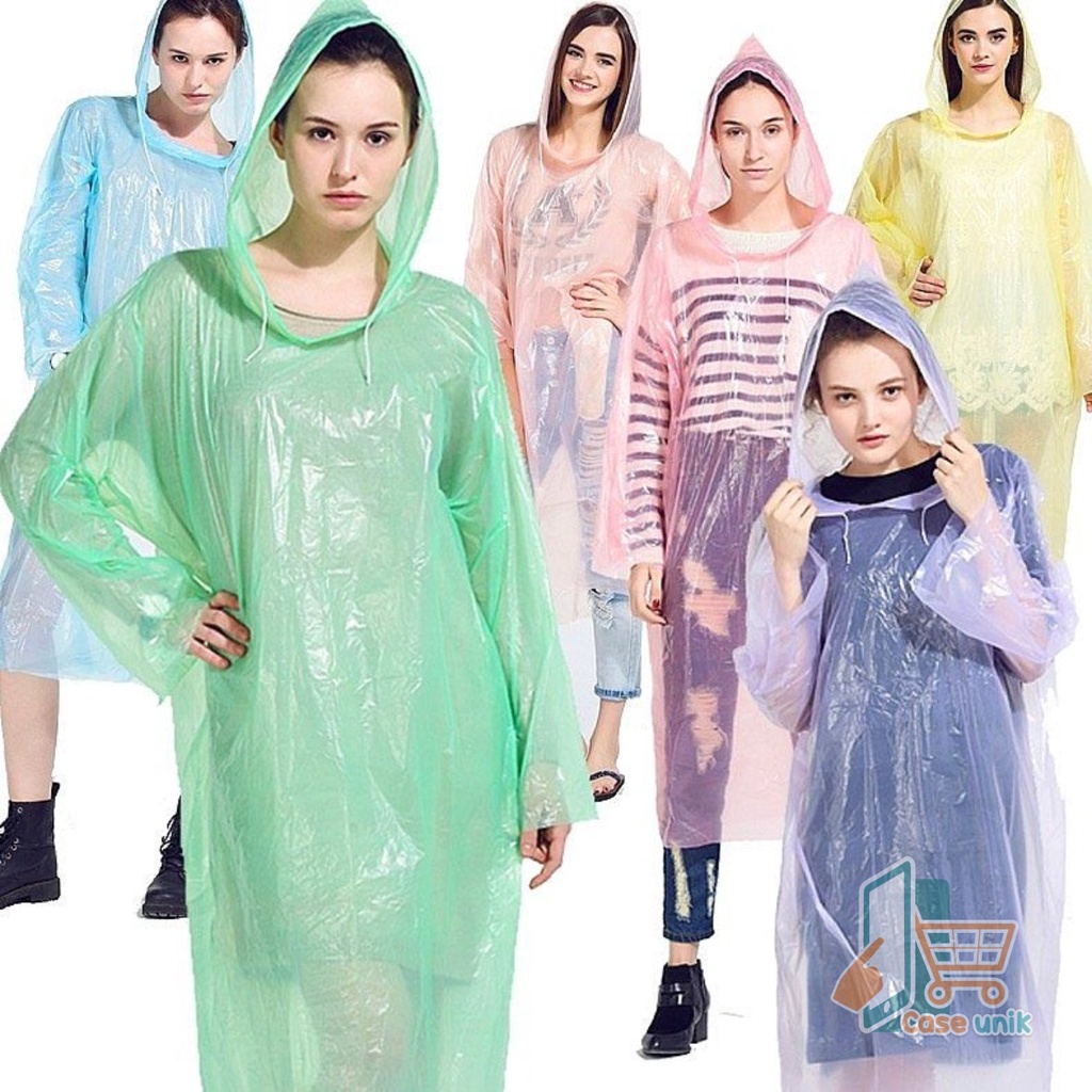 RT60 RAIN COAT MANTEL JAS HUJAN DARURAT PLASTIK LENGAN PANJANG SEKALI PAKAI CS3766