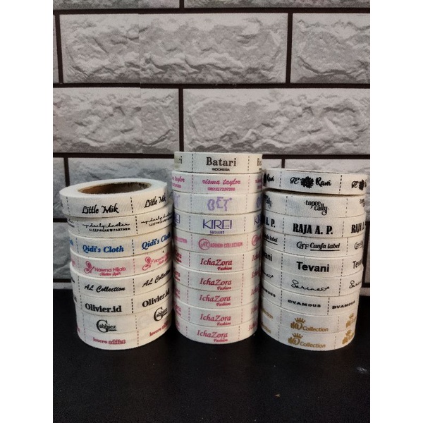 

label baju/ label katun sablon/ label baju/ label hijab/ lebel merk/ pita label katun 1,5 cm/ sablon