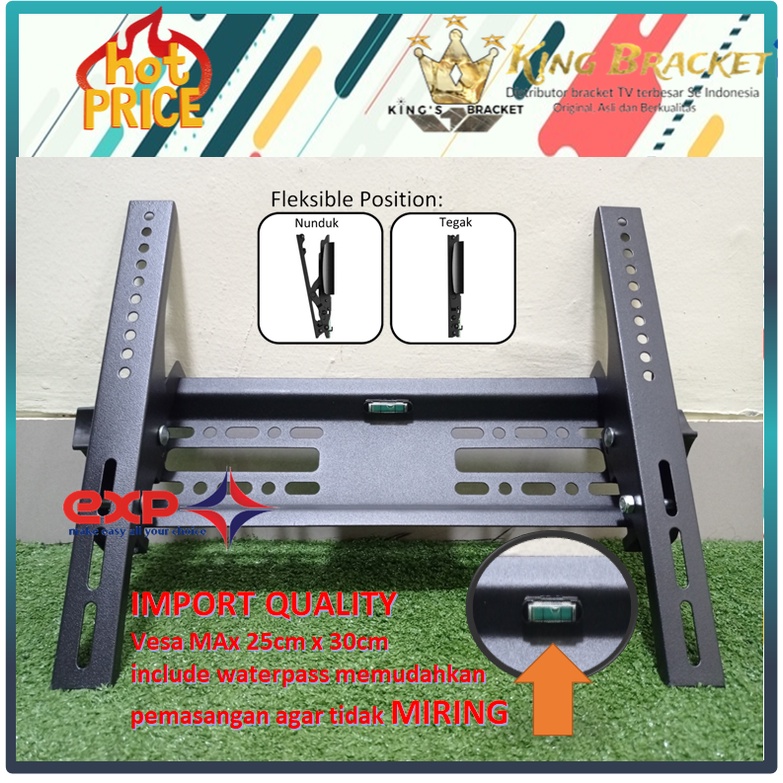 Bracket TV AKARI 21&quot; s/d 43&quot; waterpass GARANSI 100% COCOK!!! IMPORT QUALITY