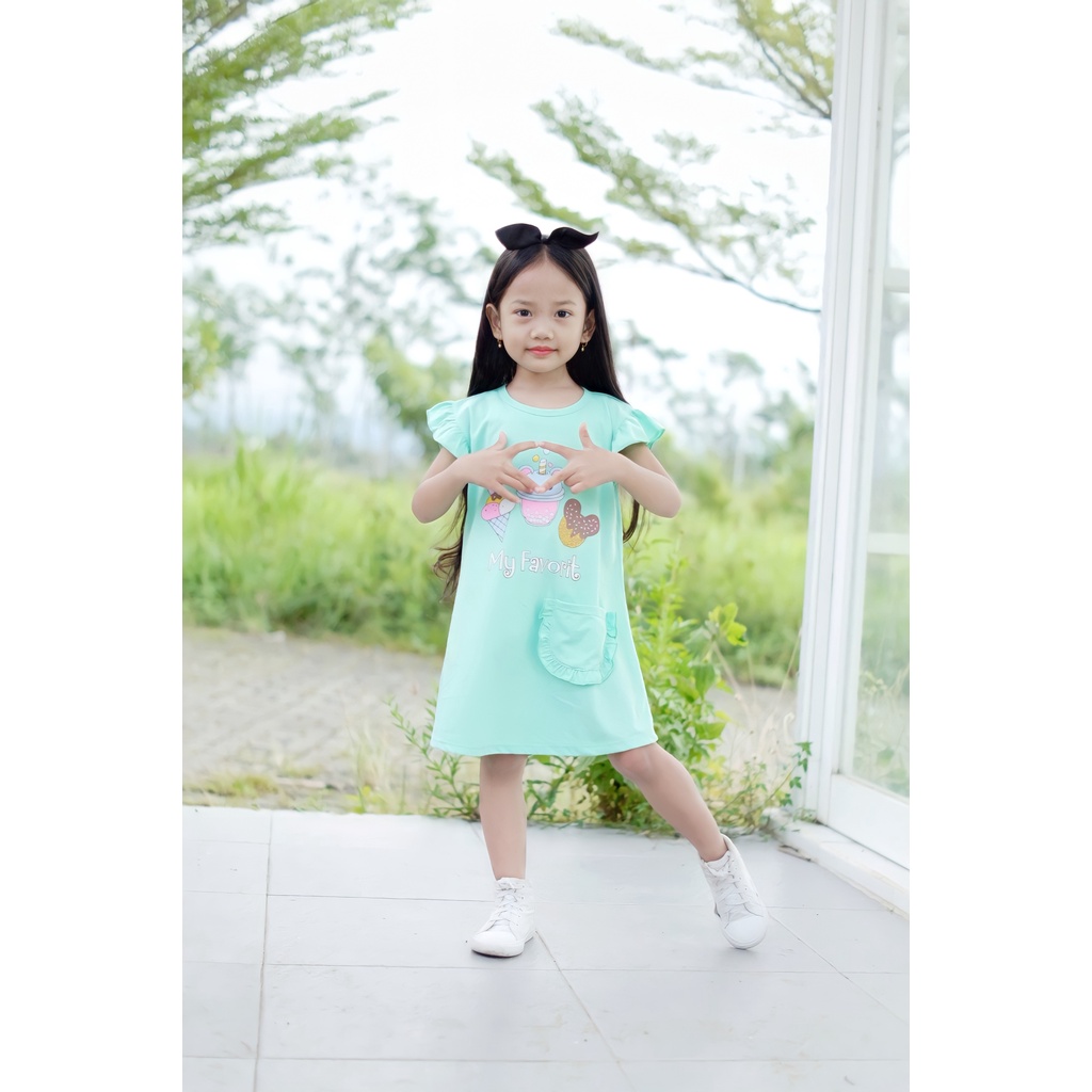 KELFI DRESS RUFFLE POCKET ANAK USIA 2 - 6 TAHUN =&gt; NEW LAUNCHING