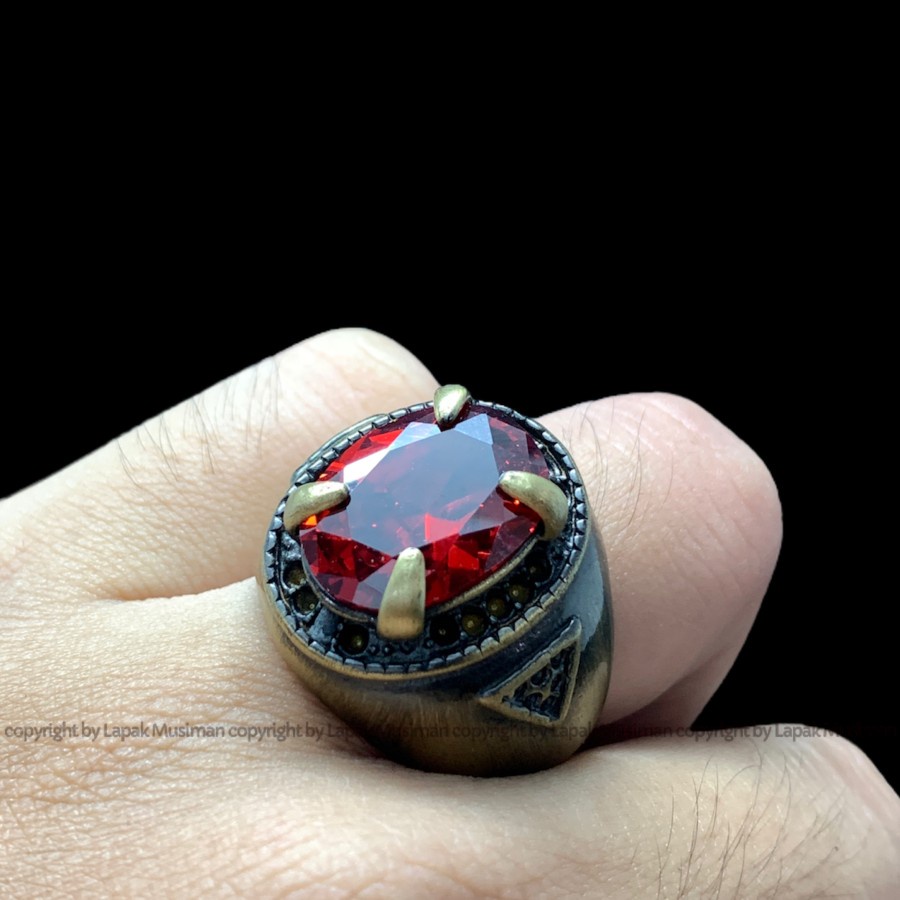 [Bayar di Tempat] Cincin Pria Merah Ruby Super Ekslusif