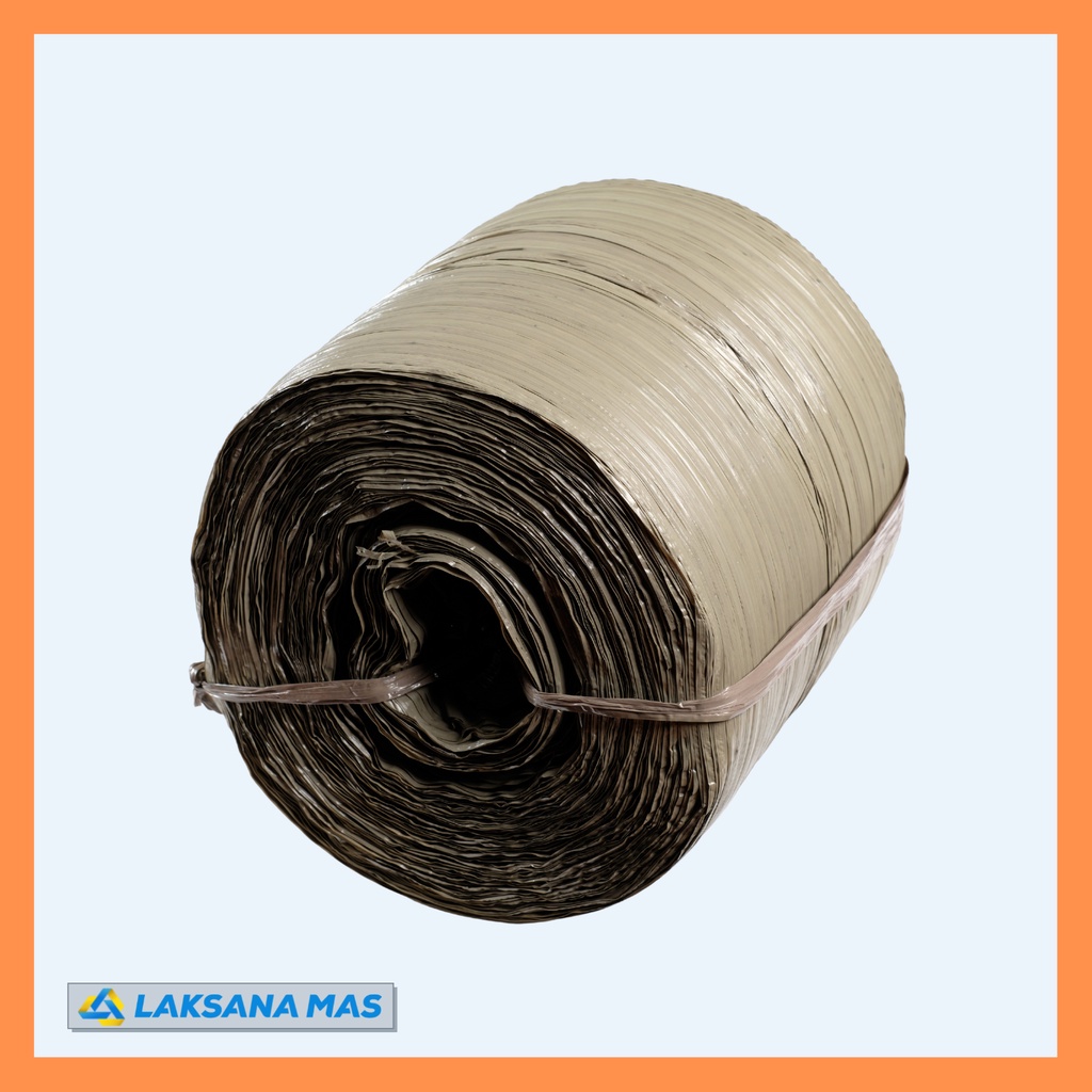 

gk Tali Plastik Laksanamas Abu/Natural Asli 5KG Tali Rafia Panjang 2421 Meter, Lebar 40mm,Heavy Duty