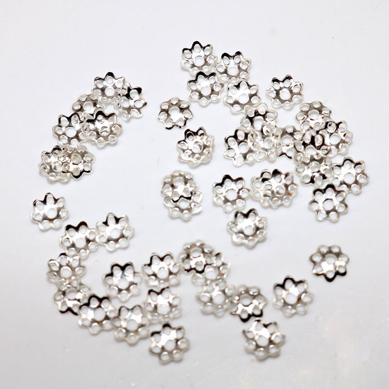 CHARMS 1000pcs Manik-Manik Bentuk Kelopak Bunga Warna Gold Dan Silver Bahan Metal Ukuran 6mm Untuk Membuat Perhiasan