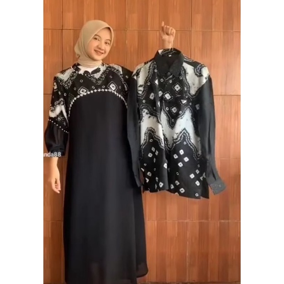 gamis jumputan sutra viscose Palembang full Payet real pict