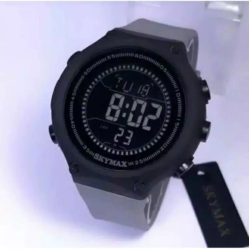 JAM TANGAN PRIA DIGITAL SKYMAX STRAP SILIKON TAHAN AIR 30M