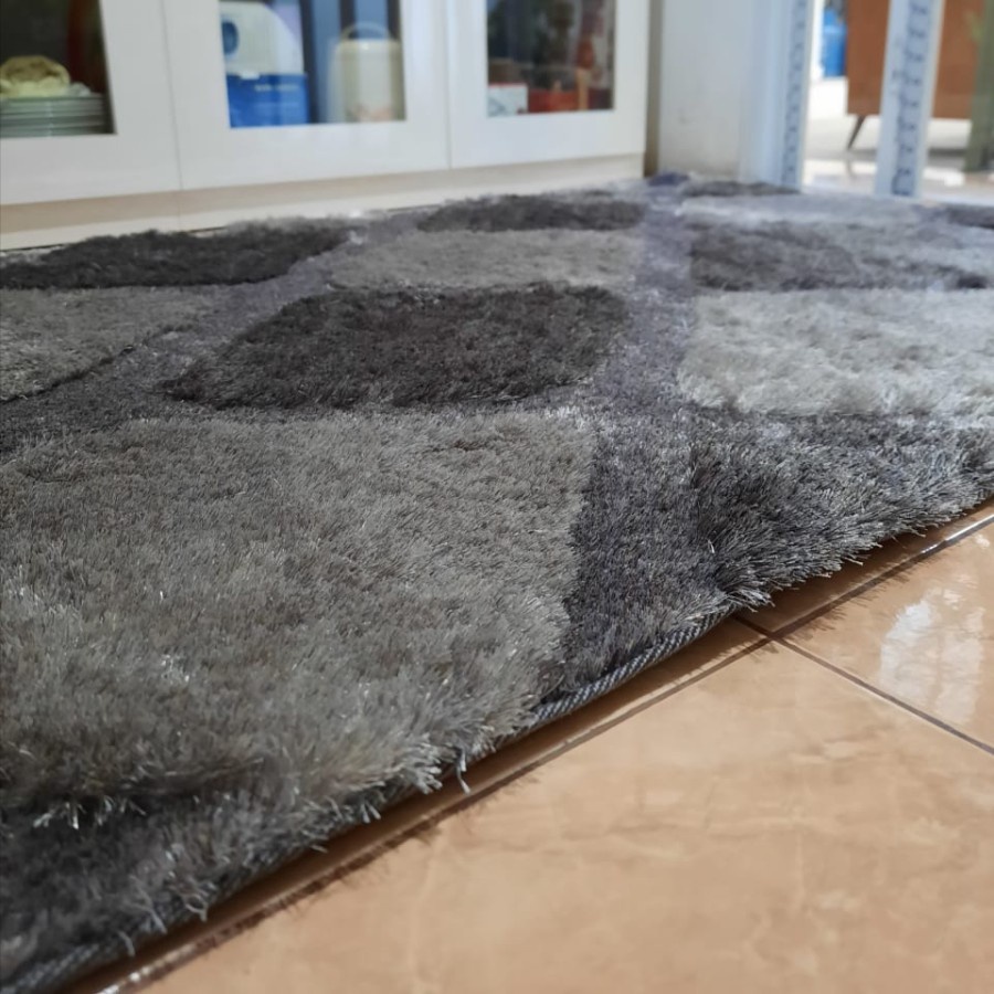 KARPET SHAGGY ALICE PATTERN RUG 140X200 GREY-2