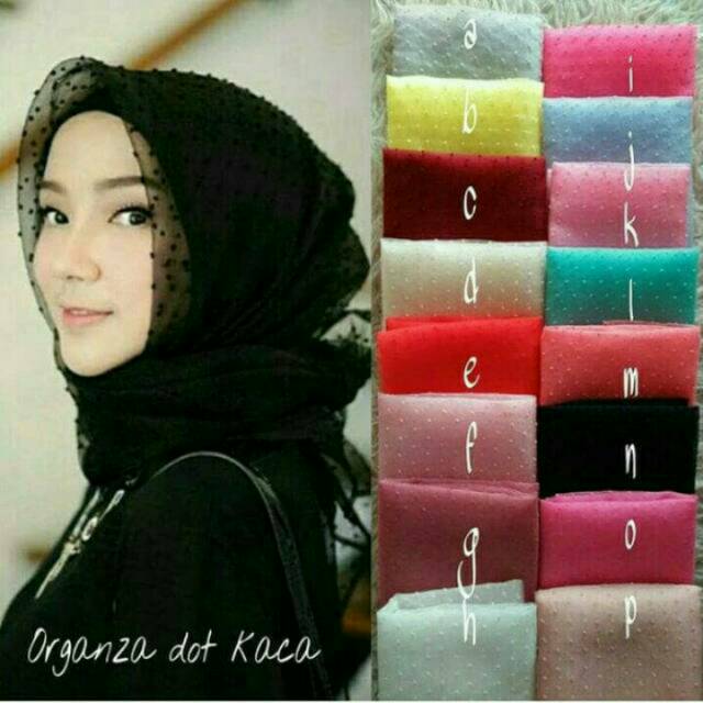 Jilbab segiempat Organza dot