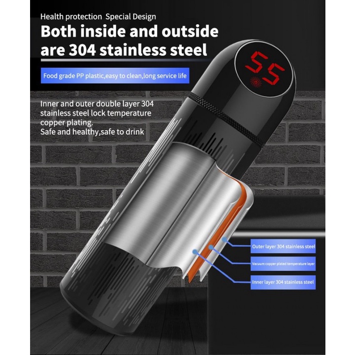CROOR CR10 - Botol Termos Smart Insulation Vacuum LED Display 500ml