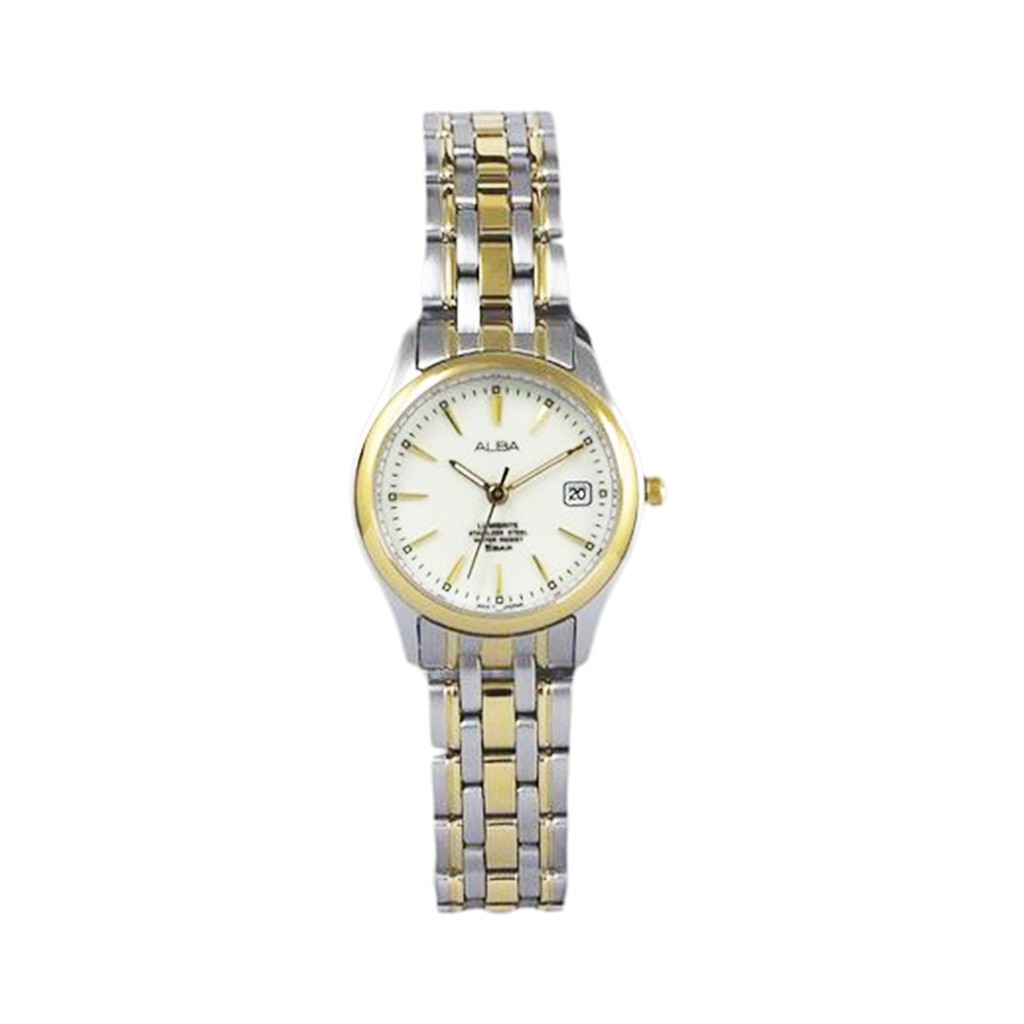 Jam Tangan Wanita Alba Original Garansi Resmi AXT854 AXT854X1 Strap Stainless Steel Silver Gold Ivor