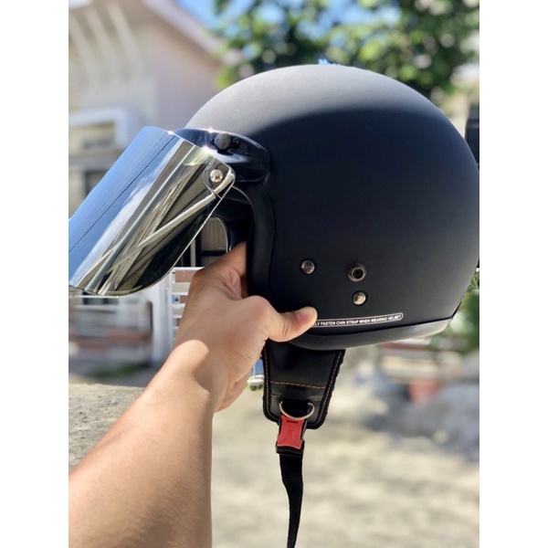 Helm Bogo Dewasa List Chrome Retro Pria Wanita SNI