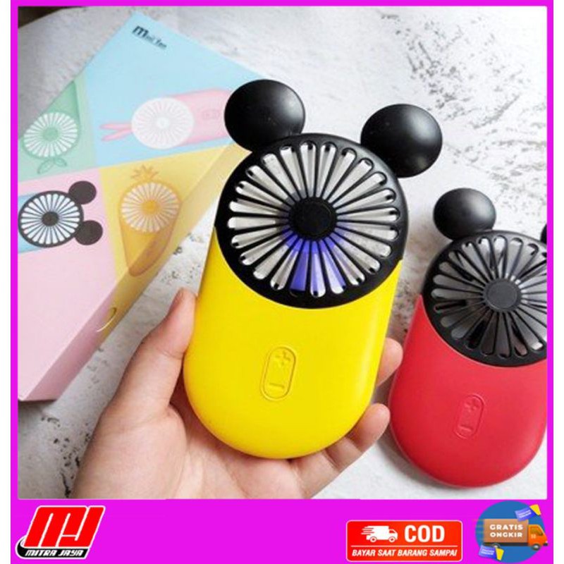 Kipas Angin Lampu Portable Mickey Rabbit Fan Light Cartoon 3 Speed