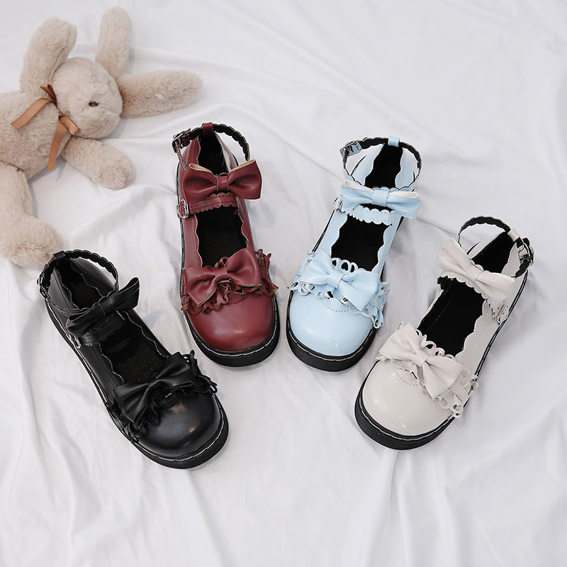 Sepatu Lolita anak-anak 2021 Sepatu Merlot Lolita Jepang baru jaringan Sepatu Red Heel seragam flat