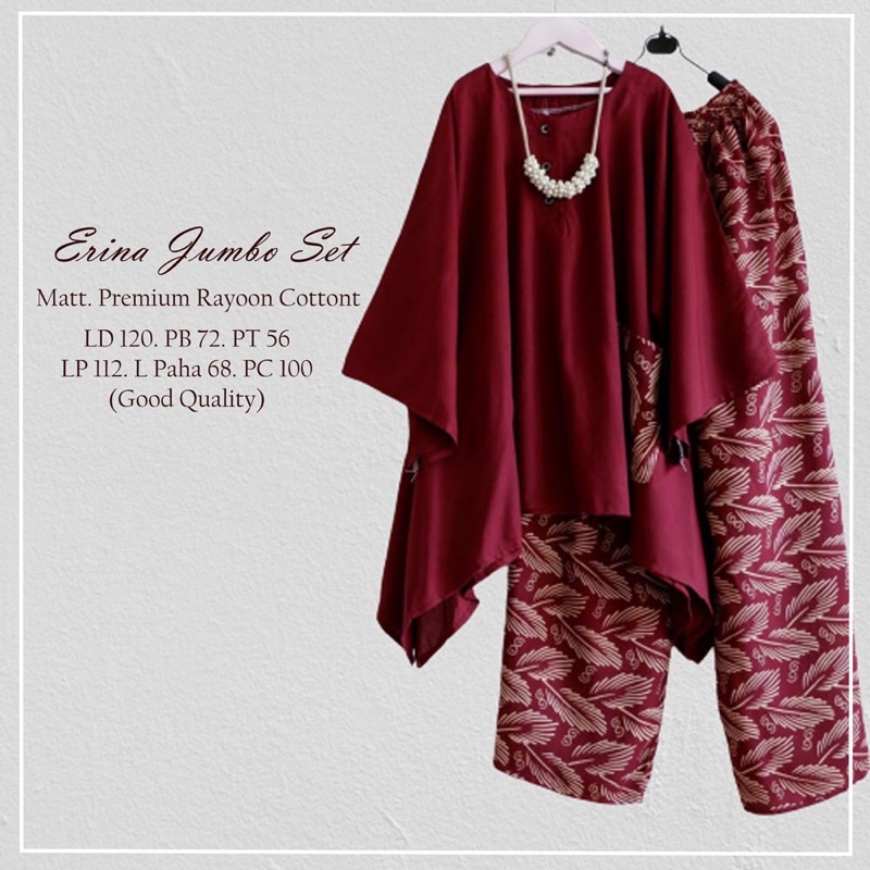 SETELAN WANITA JUMBO XXL &amp; ALL SIZE LD 130 CM WAKA ERINA/ ONE SET TYDE/ DAILY SET RAYON MOTIF/PIYAMA KATUN PREMIUM