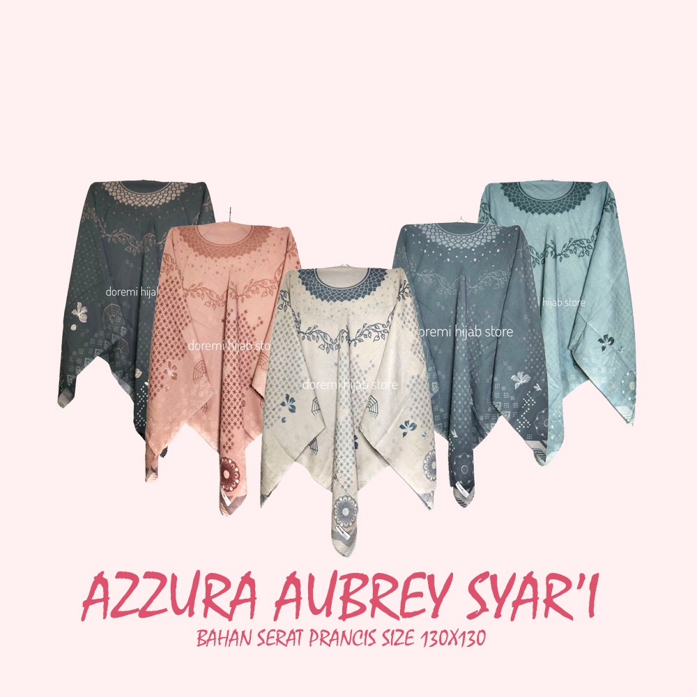 Jilbab Segi Empat SYAR'I Aubrey 04 Motif Azzura Bahan Serat Prancis Grosir Murah Terbaru