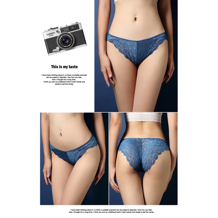 Celana Dalam Brief Wanita lembut G String Low Waist Bunga  Renda Thong (COD) 3C123