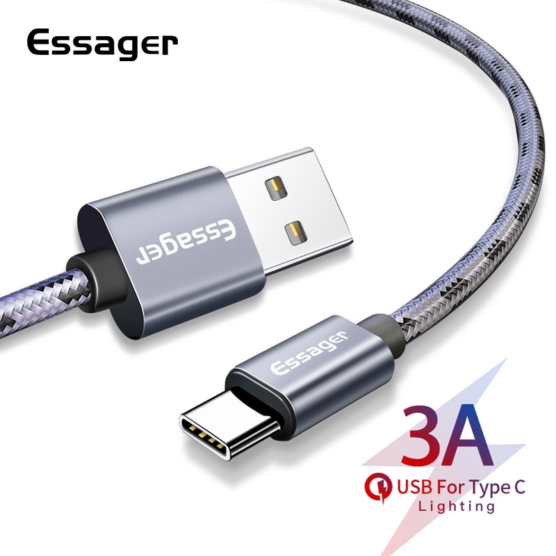 

Essager USB Type C Cable For Samsung S20 S10 Xiaomi 10 3A Fast Charge Wire Cord USB-C Charger Mobile Phone Type-c Cable