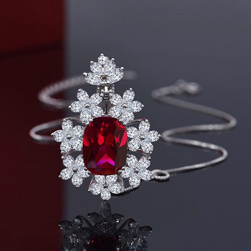 Kalung Cubic Zirconia Warna Merah Untuk Wanita