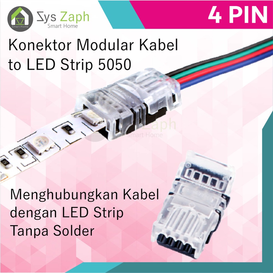 Jual Konektor Penyambung Kabel to LED Strip 5050 4 Pin RGB No Solder ...